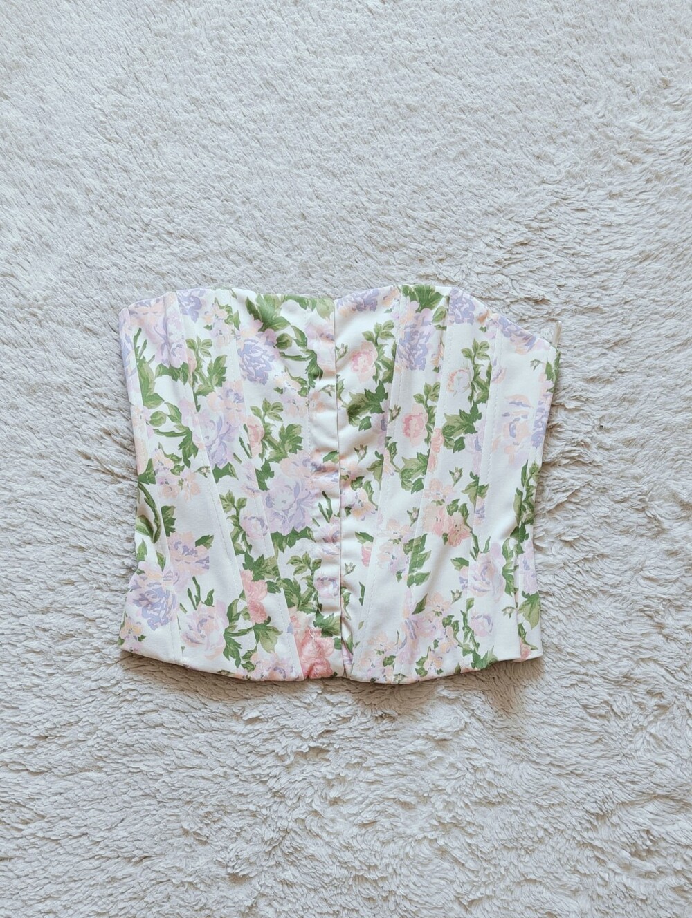 Zara Floral Structured Corset Top | Sweetheart Bustier Boning Hook Eye | Size XS - Picture 2 of 4